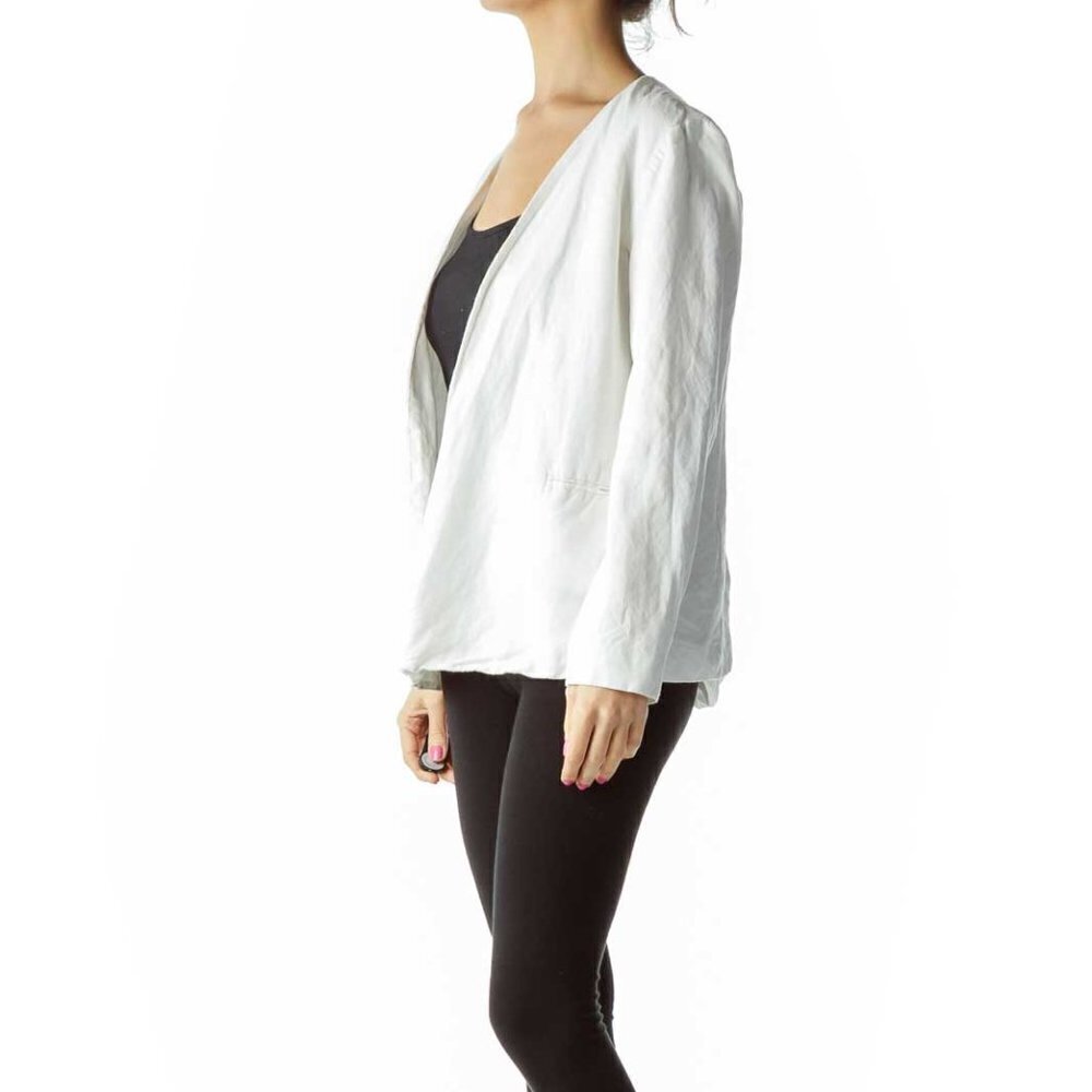 Adrienne Vittadini White Open Linen Blazer - Picture 3 of 3